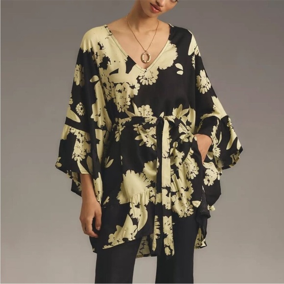 Bel Kazan Tie Ruffle Printed Kaftan O/S - Picture 7 of 9